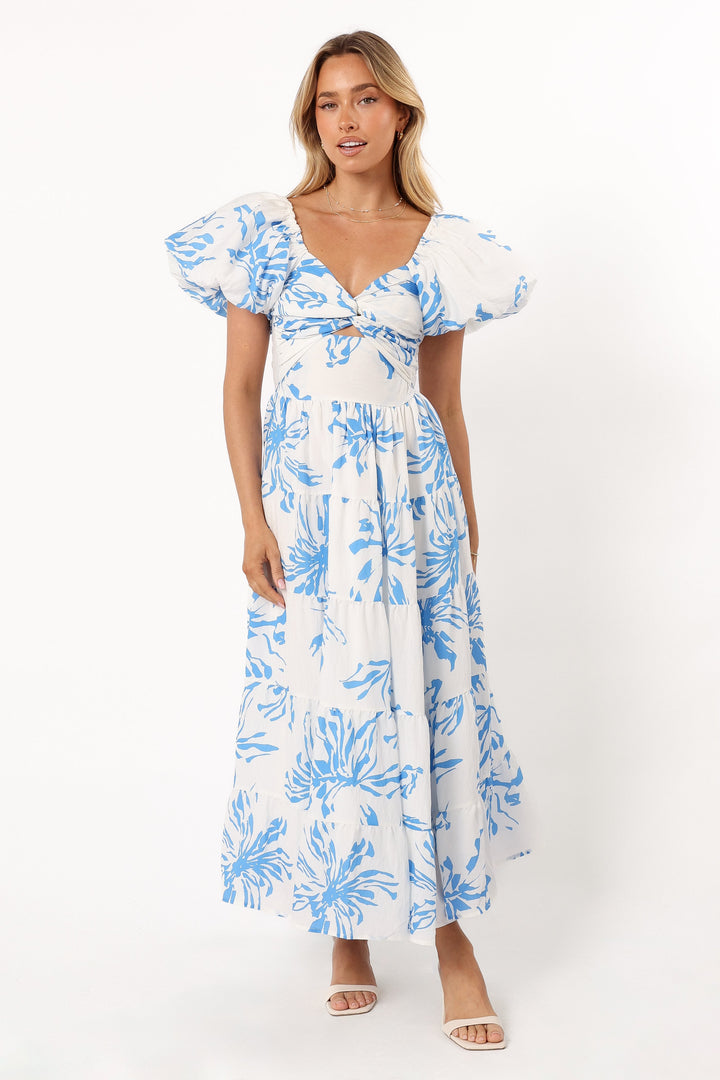 Dominique Midi Dress - Blue Floral Print - Petal & Pup USA