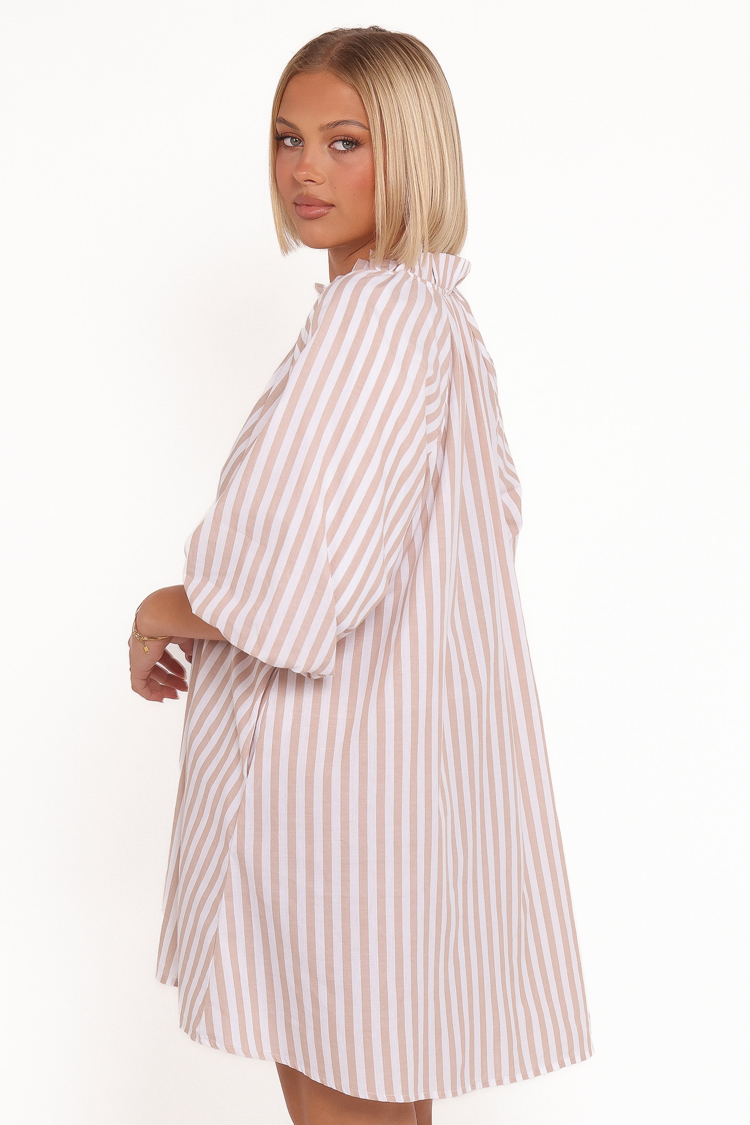 Petal and Pup USA DRESSES Doran Mini Dress - Beige White