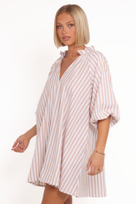 Petal and Pup USA DRESSES Doran Mini Dress - Beige White