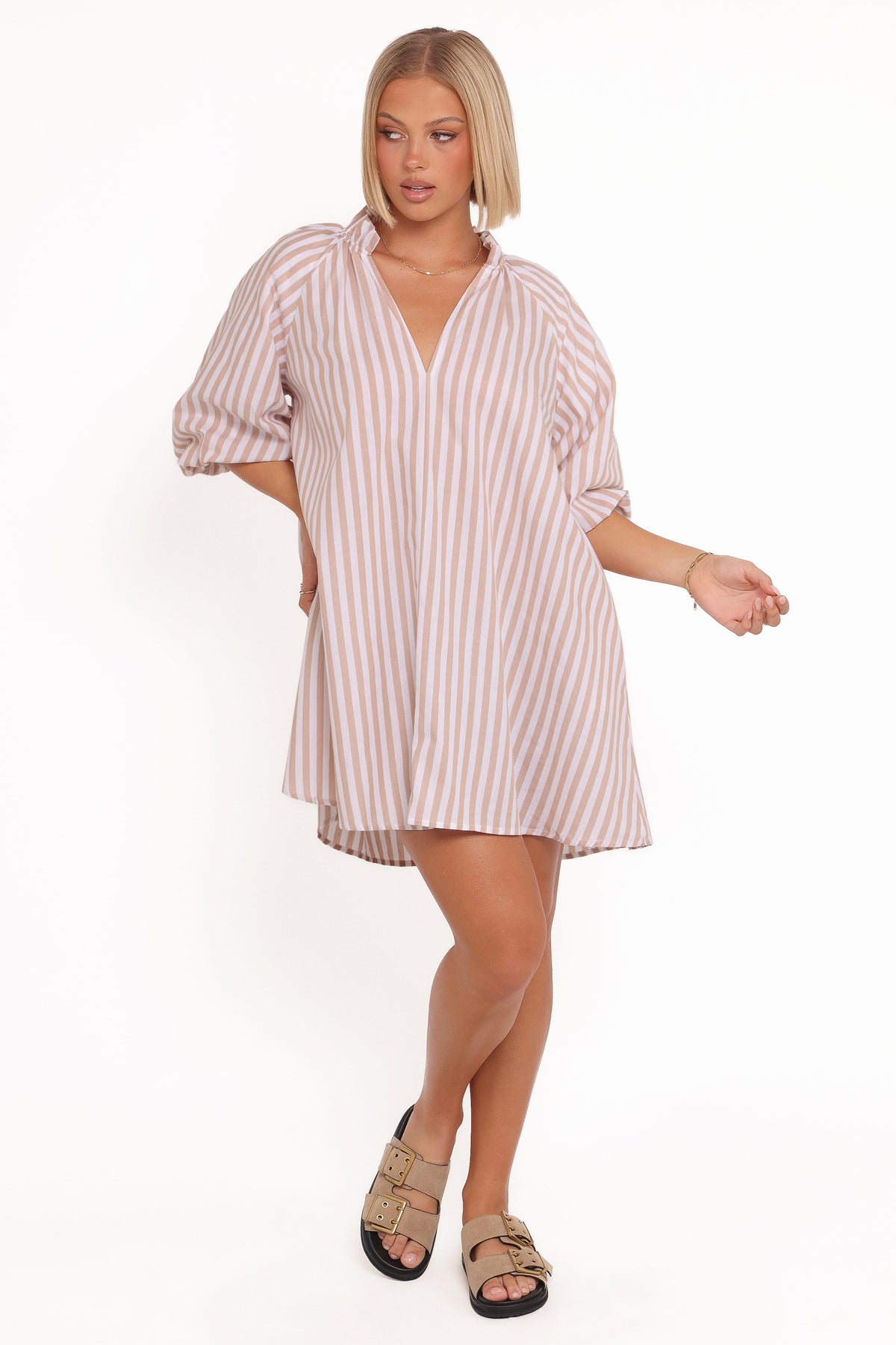 Petal and Pup Women's Doran Mini Dress - Beige White