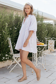 Petal and Pup USA DRESSES Doran Mini Dress - Beige White