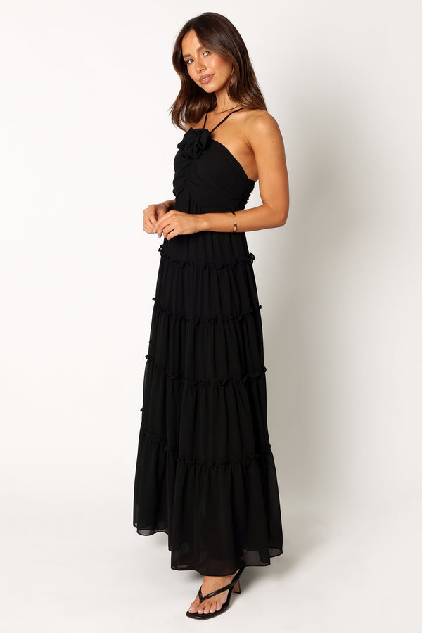 Petal and Pup USA DRESSES Dottie Halterneck Maxi Dress - Black