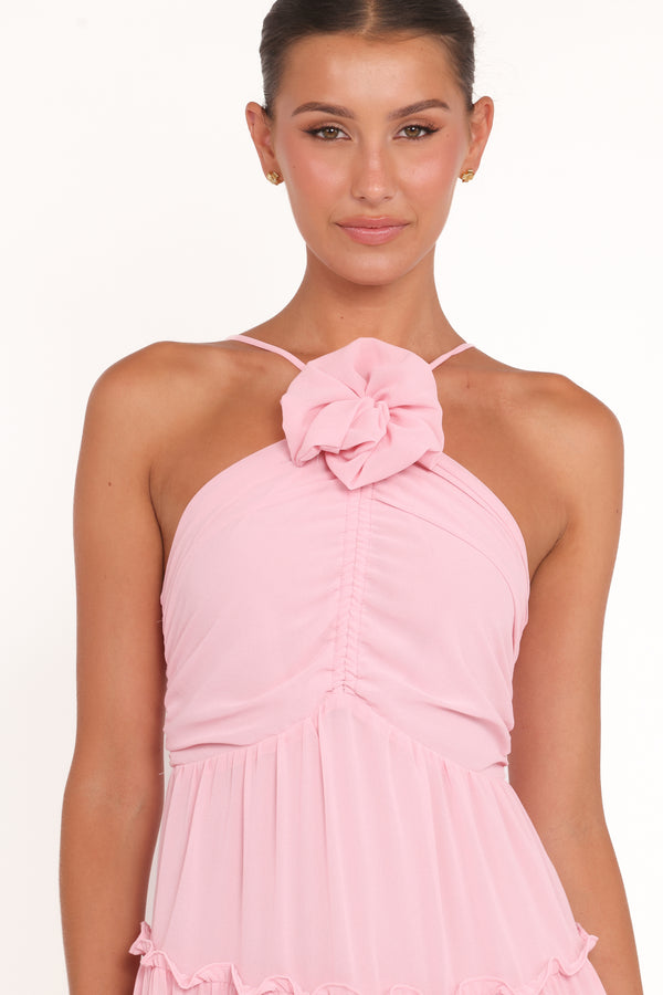 Petal and Pup USA DRESSES Dottie Halterneck Maxi Dress - Pink