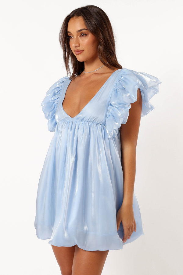 Petal and Pup USA DRESSES Dulip Frill Sleeve Mini Dress - Blue