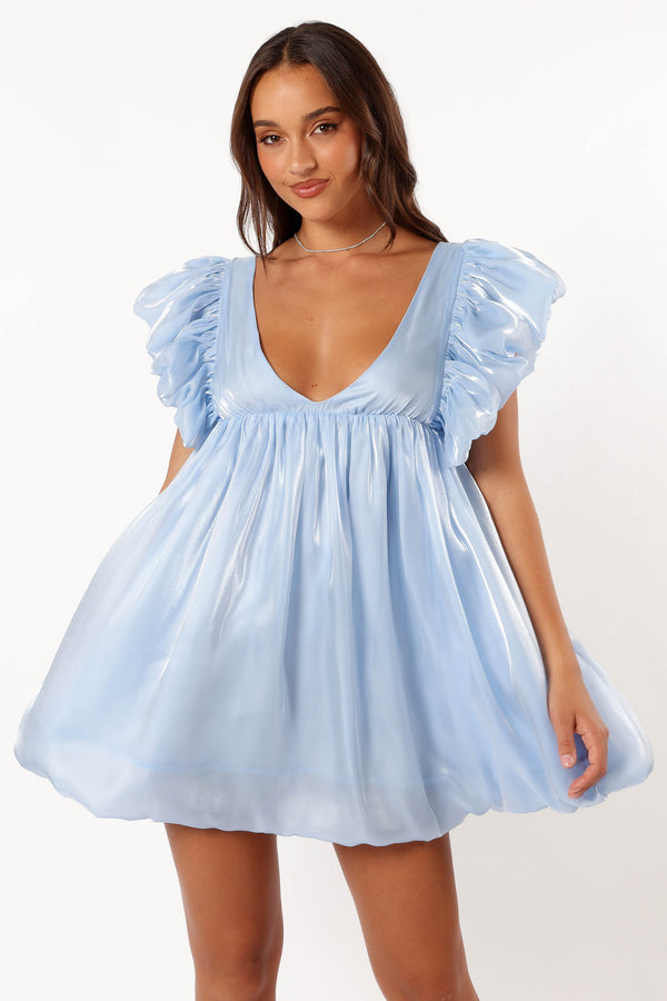 Petal and Pup USA DRESSES Dulip Frill Sleeve Mini Dress - Blue