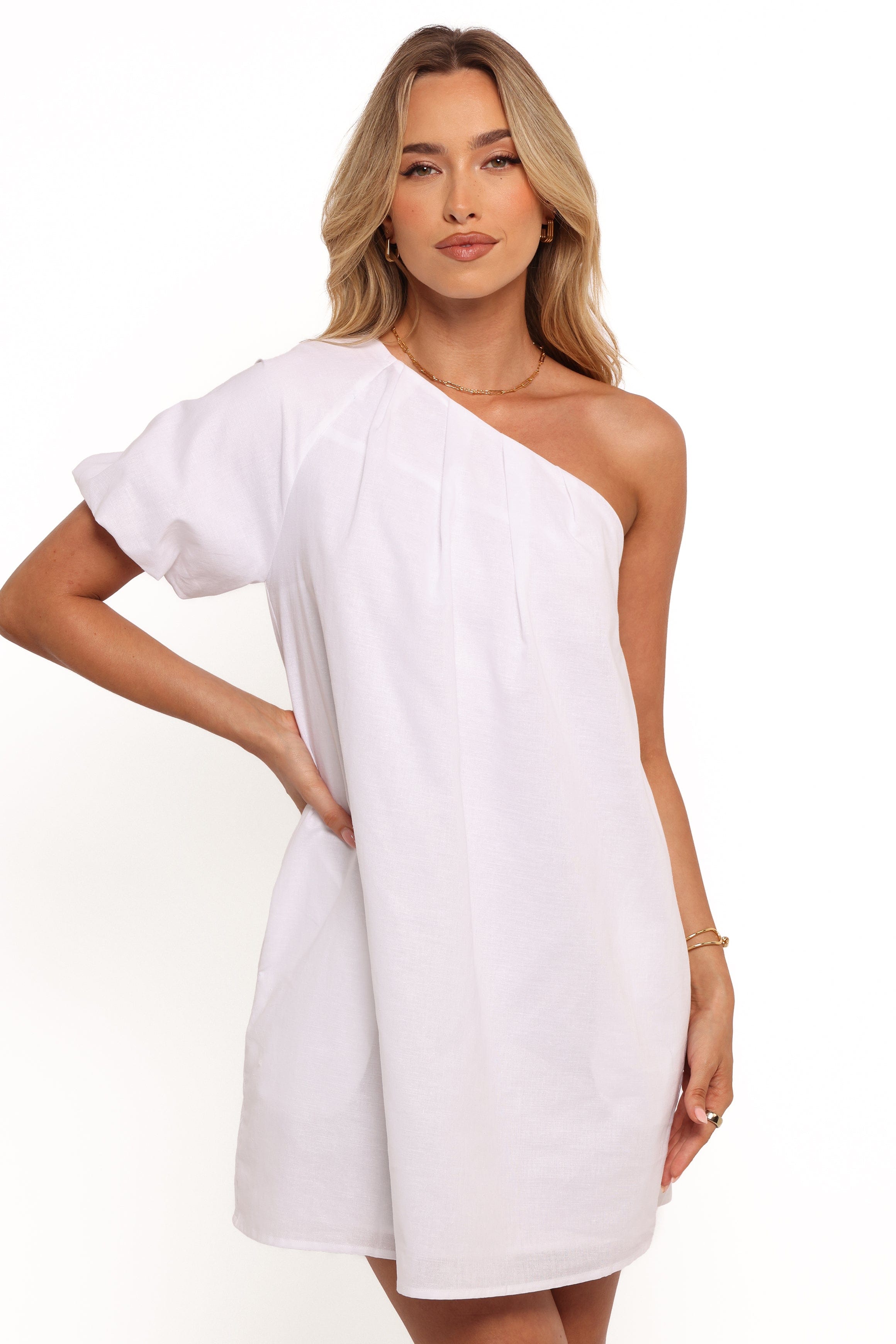 Dylan One Shoulder Mini Dress - White | Petal & Pup USA Dylan One Shoulder Mini Dress - White | Petal & Pup USA