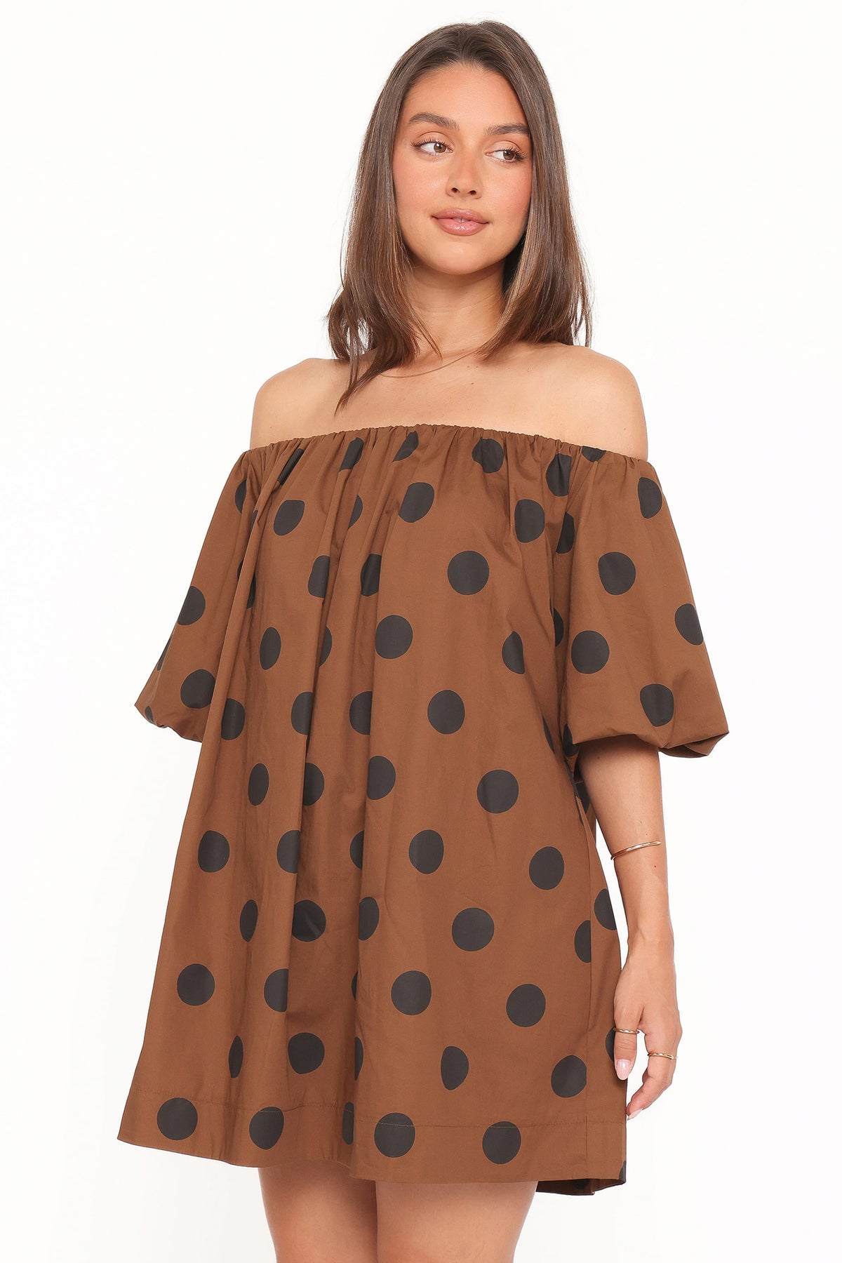 mini brown polka dot dress Eddie Mini Dress