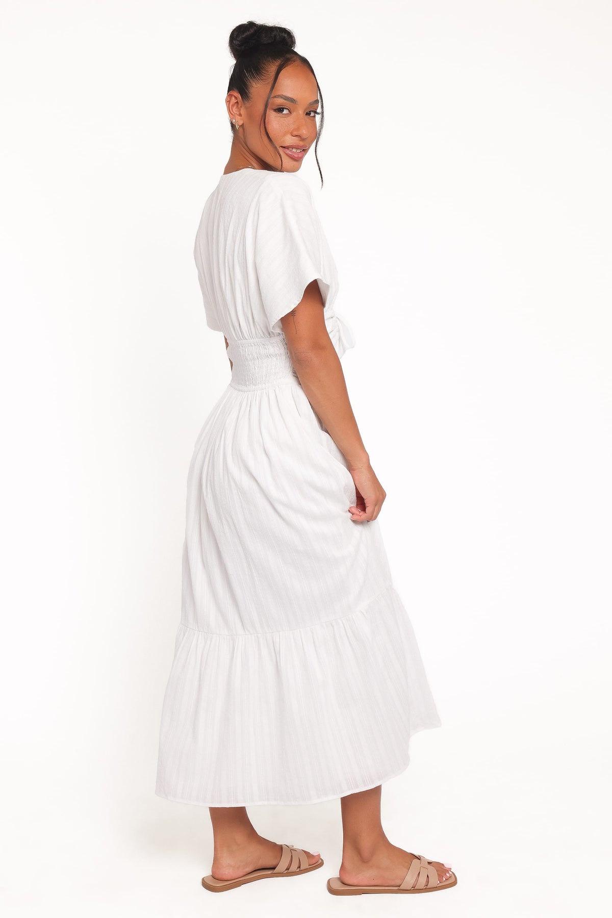 short sleeve white midi dress Petal and Pup Women's Edel Short Sleeve Maxi Dress