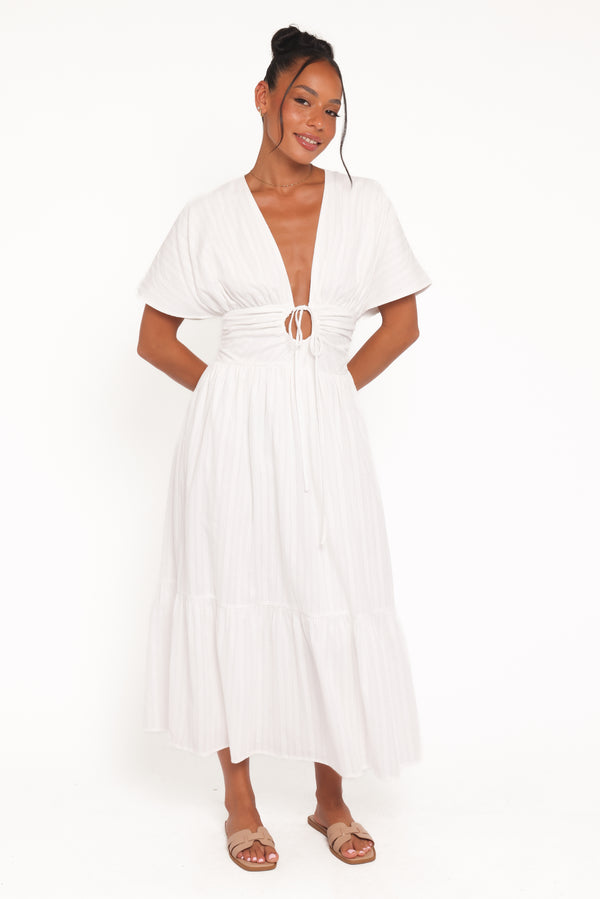 Petal and Pup USA DRESSES Edel Short Sleeve Maxi Dress - White