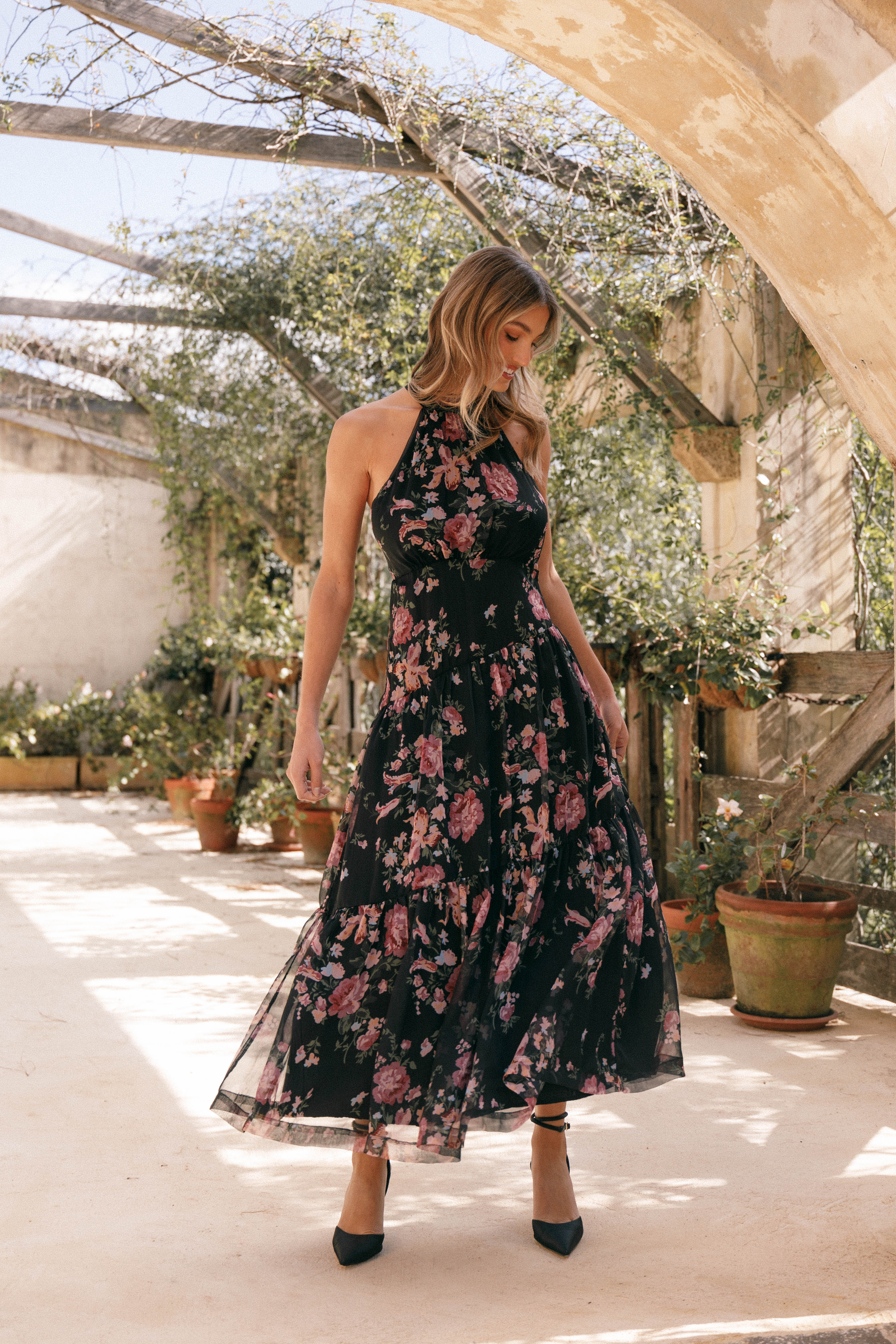 Petal and Pup USA DRESSES Eden Maxi Dress - Black Floral