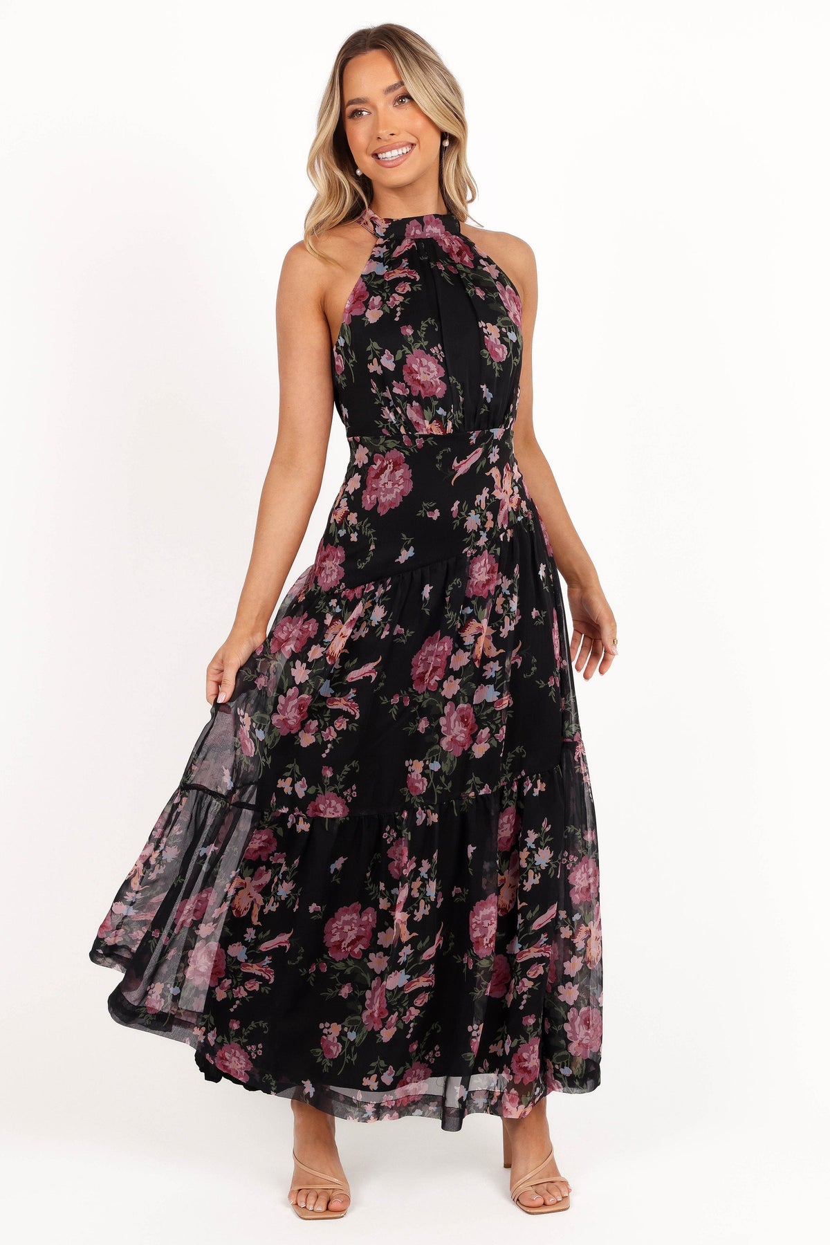 eden floral halter maxi dress Eden Maxi Dress - Black Floral
