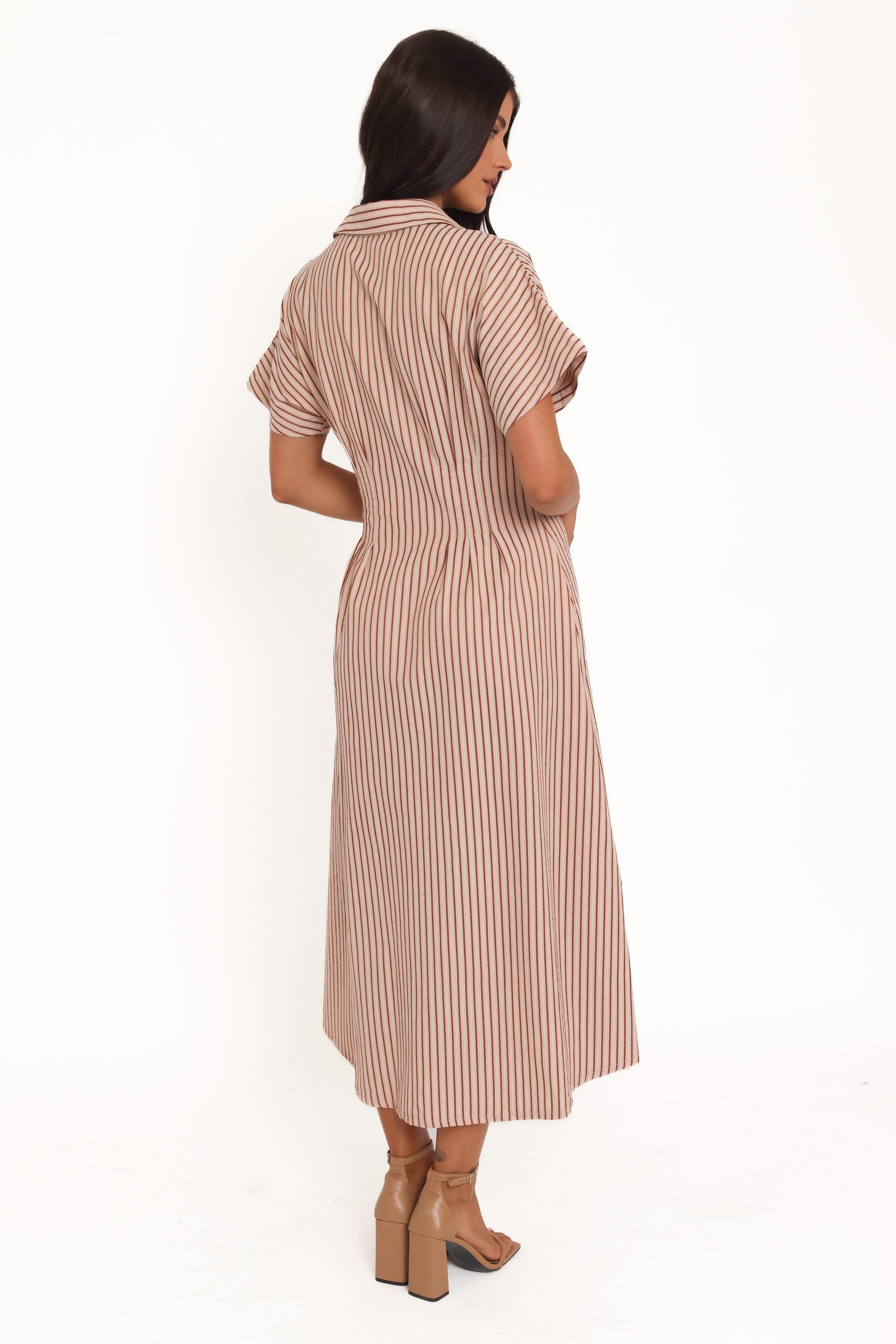 Eilis Short Sleeve Button Down Maxi Dress - Brown Stripe | Petal & Pup USA Eilis Short Sleeve Button Down Maxi Dress - Brown Stripe | Petal & Pup USA