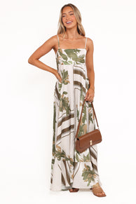 Petal and Pup USA DRESSES Elanor Maxi Dress - Olive Print