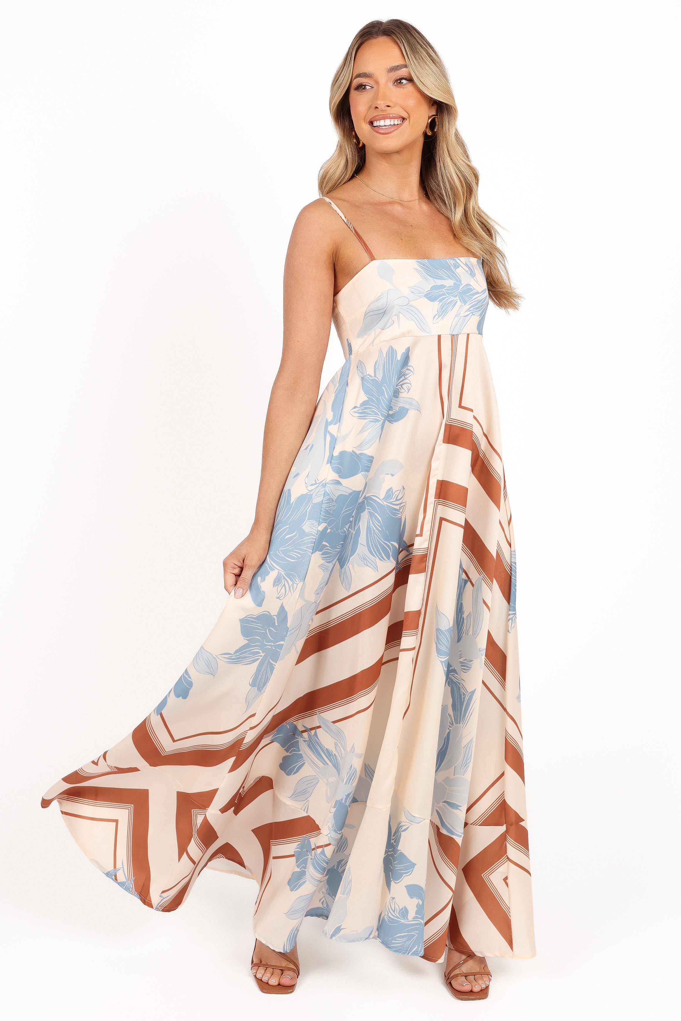 Petal and Pup USA DRESSES Elanor Maxi Dress - Pale Blue Print