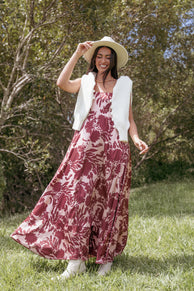 Petal and Pup USA DRESSES Elanor Maxi Dress - Pale Burgundy