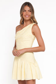 Petal and Pup USA DRESSES Elaria Off Shoulder Mini Dress - Butter Yellow