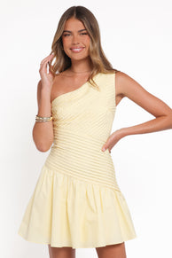 Petal and Pup USA DRESSES Elaria Off Shoulder Mini Dress - Butter Yellow