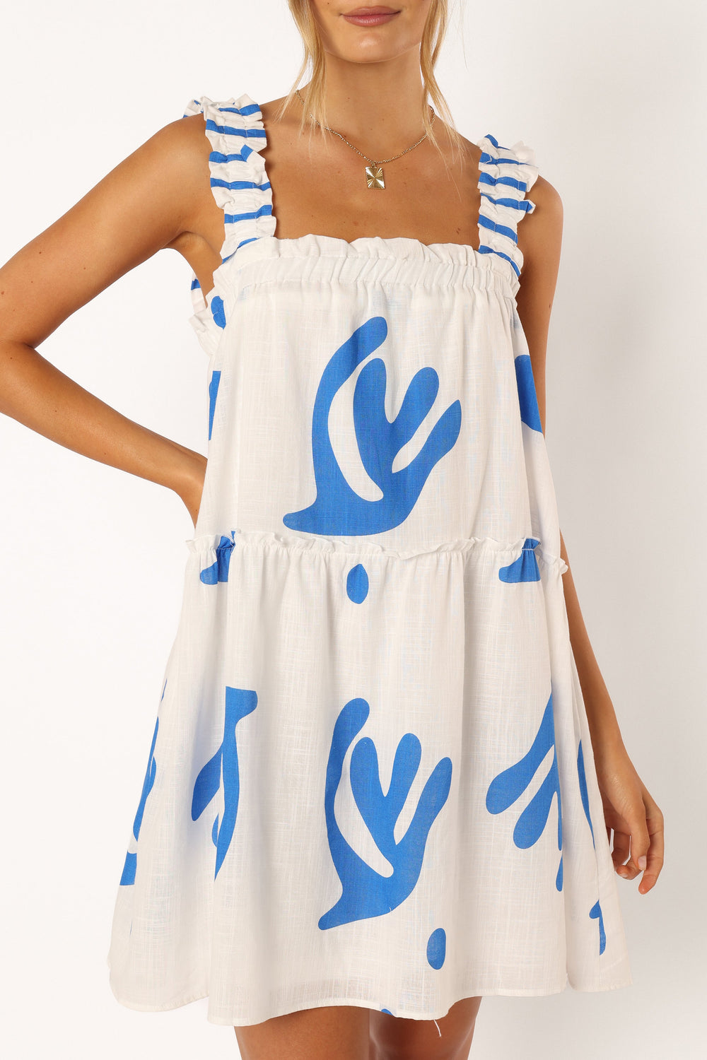 Petal and Pup USA DRESSES Elena Mini Dress - Blue Print