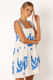 Petal and Pup USA DRESSES Elena Mini Dress - Blue Print