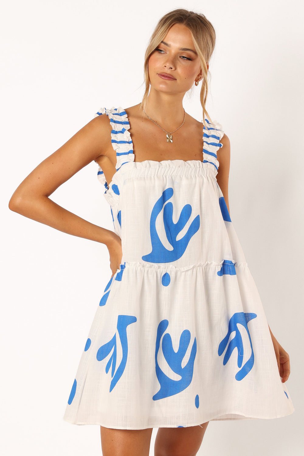 Petal and Pup USA DRESSES Elena Mini Dress - Blue Print