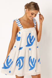 Petal and Pup USA DRESSES Elena Mini Dress - Blue Print