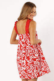 Petal and Pup USA DRESSES Elena Mini Dress - Red Floral