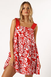 Petal and Pup USA DRESSES Elena Mini Dress - Red Floral