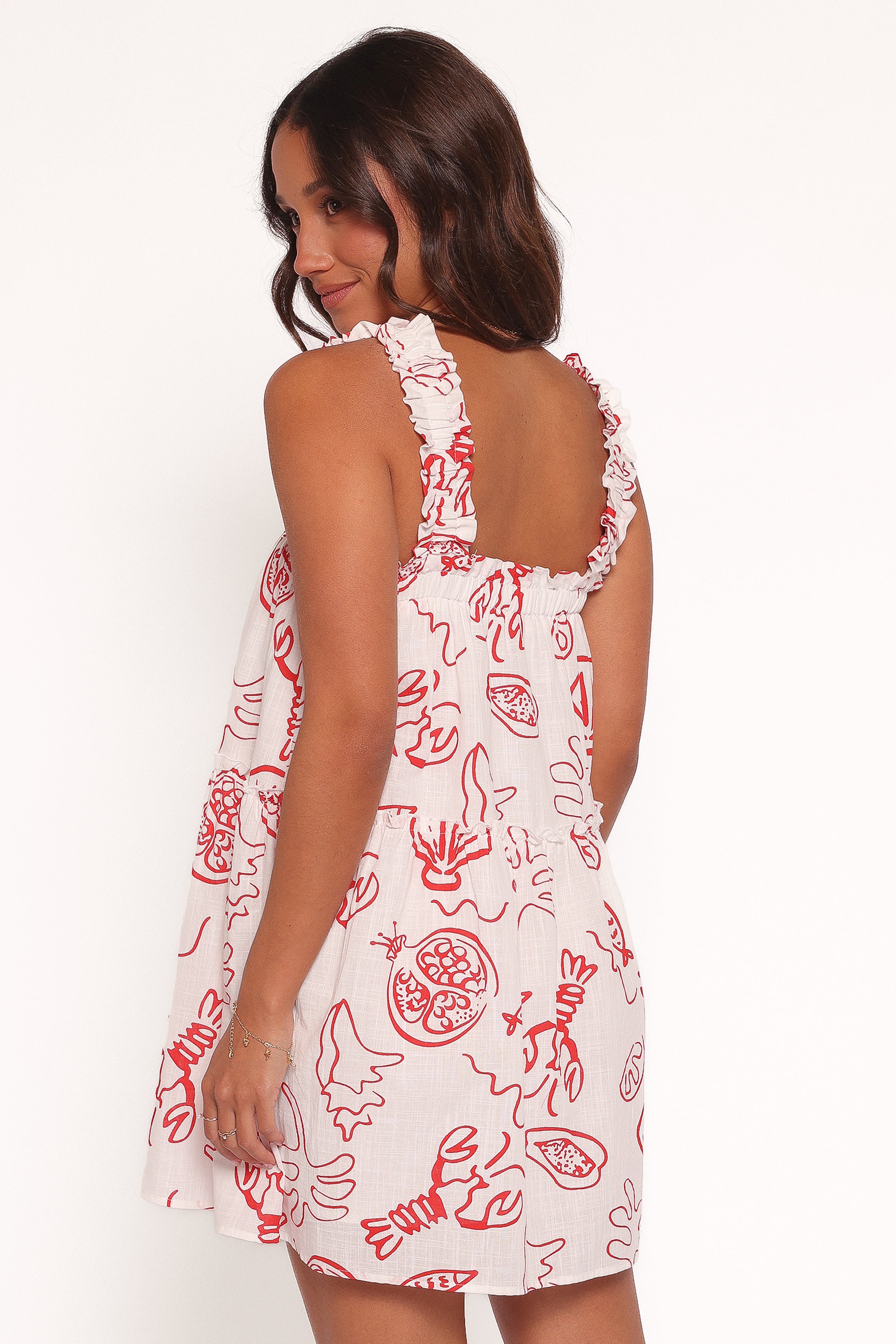 knee length dresses for ladies Linen and Lobster Rolls Mini Dress - Off White