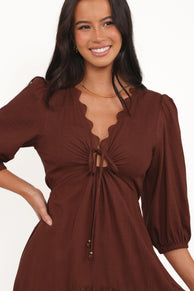 Petal and Pup USA DRESSES Eleonara Midi Dress - Chocolate