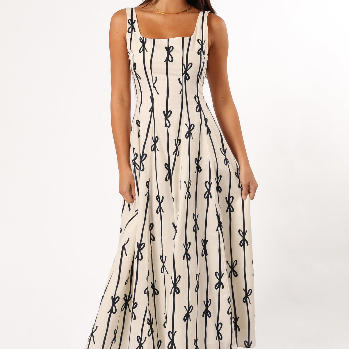 Elise Midi Bow Dress - Cream