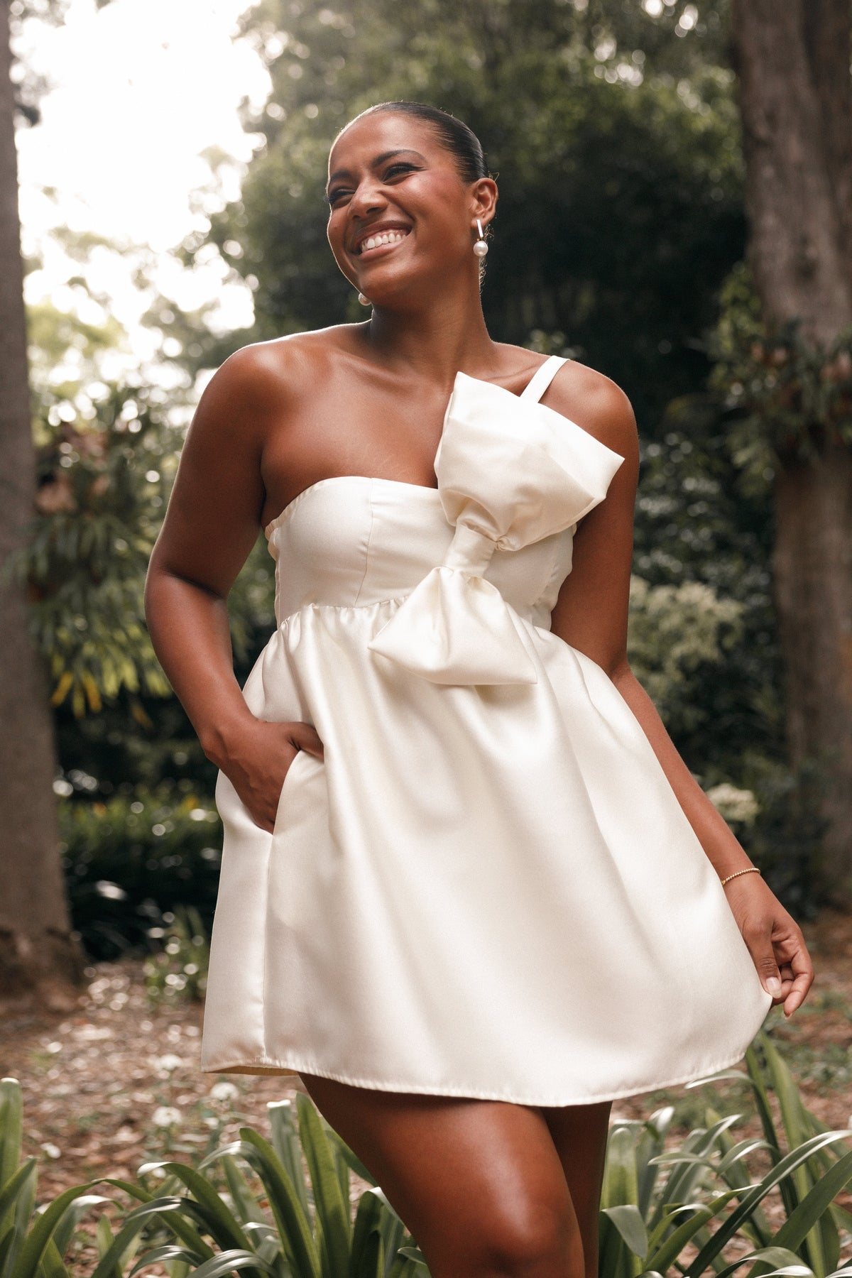 panolia bow front mini dress Ellah Bow Front Mini Dress - Off White