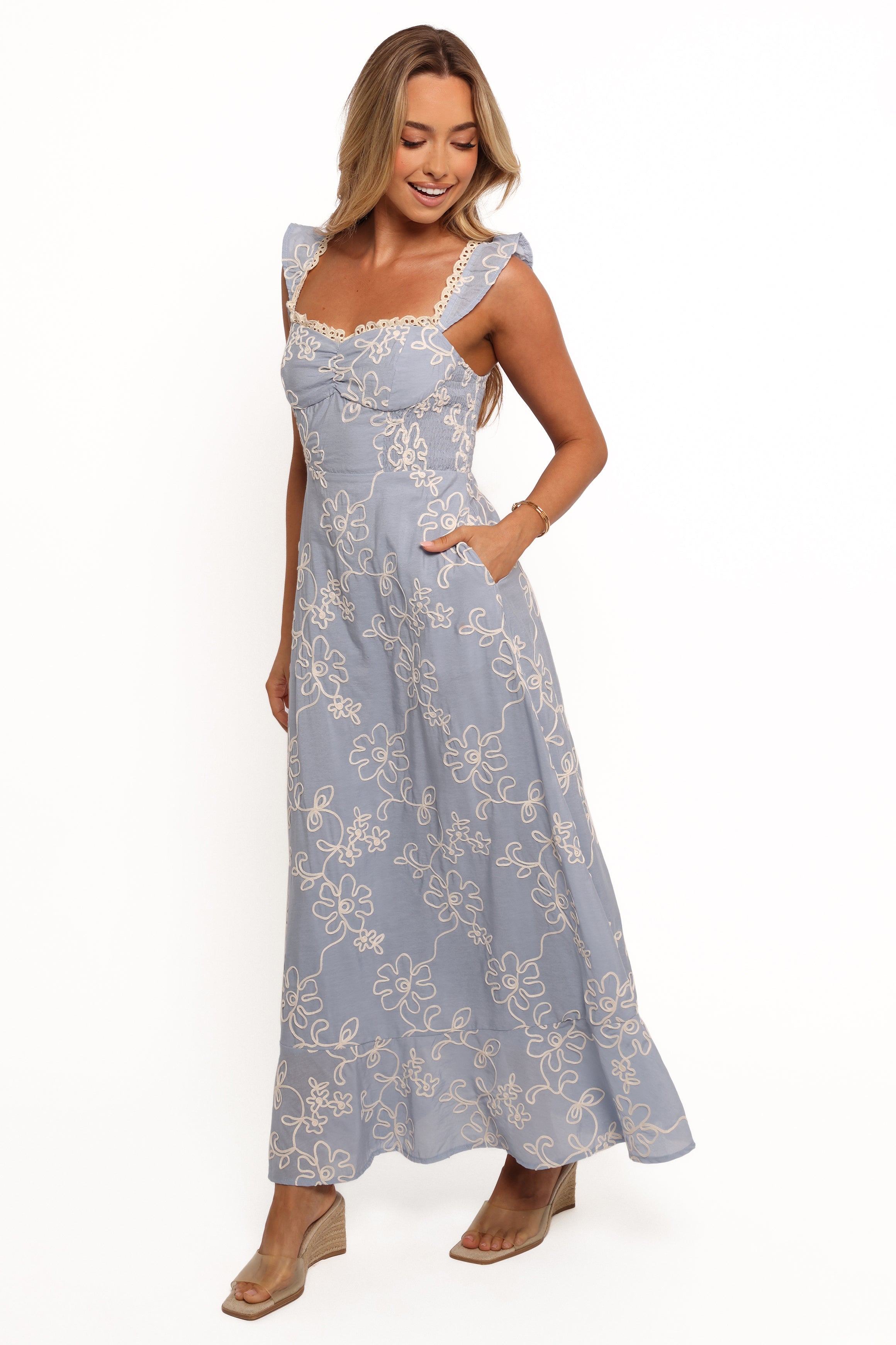 Petal and Pup USA DRESSES Ellise Midi Dress - Blue