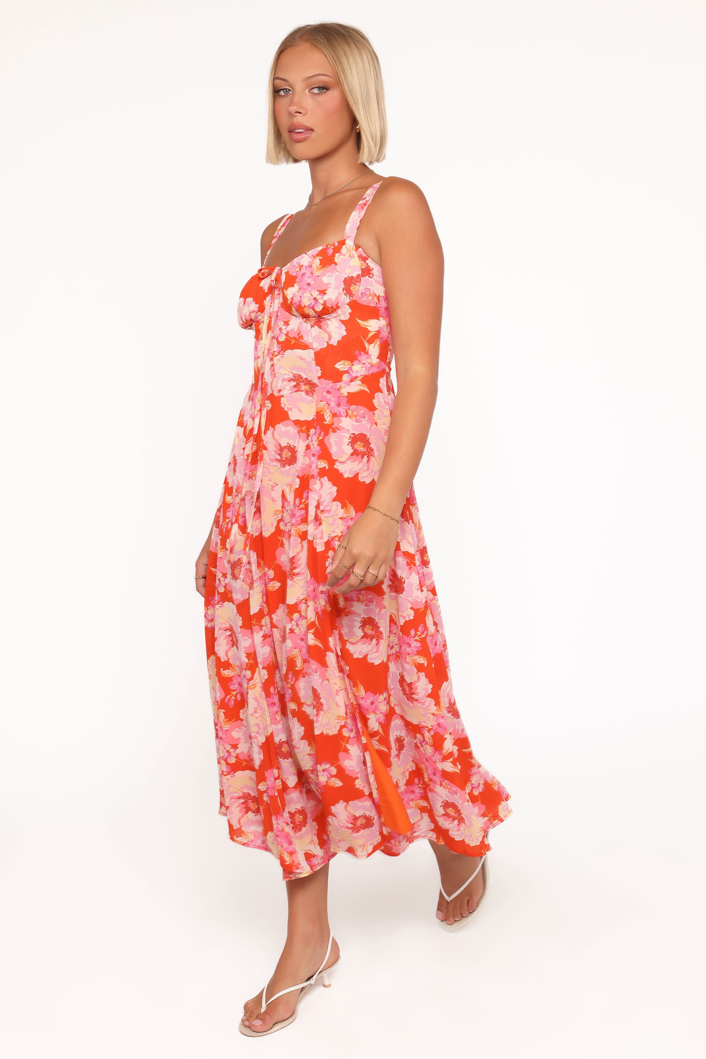 Petal and Pup USA DRESSES Elodie Midi Dress - Red Floral
