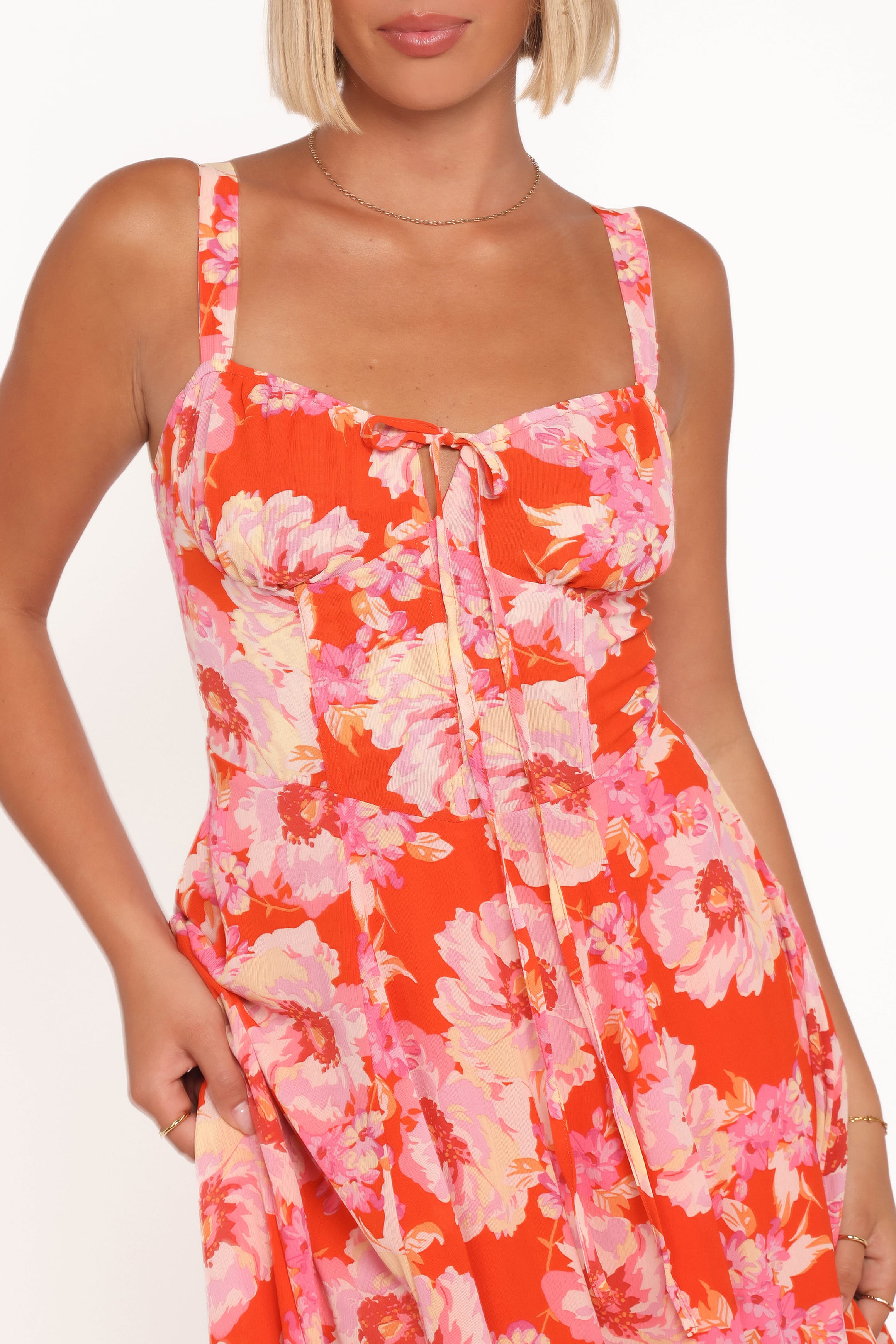 Petal and Pup USA DRESSES Elodie Midi Dress - Red Floral