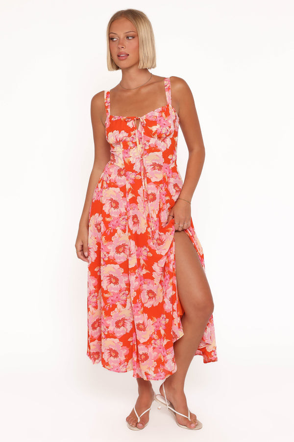 Petal and Pup USA DRESSES Elodie Midi Dress - Red Floral