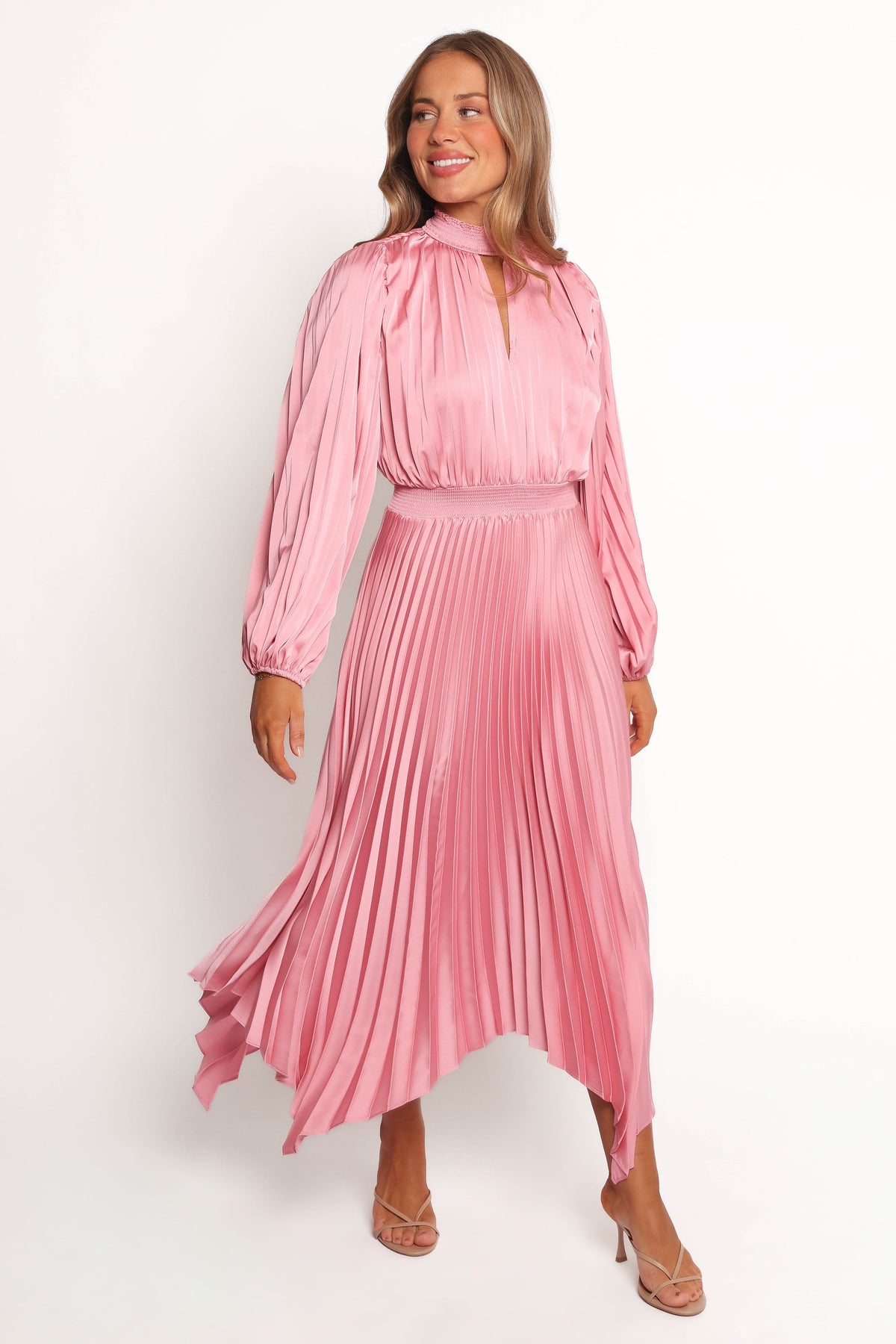light pink dresses light pink dress for women Light Pink Sleek Satin V-Neck Dress For Prom With Beading And Lace-Up