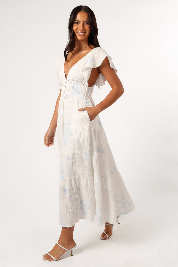 Petal and Pup USA DRESSES Elowen Midi Dress - Off White