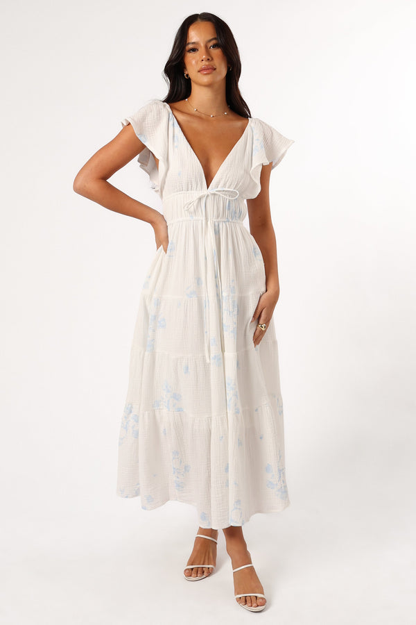 Petal and Pup USA DRESSES Elowen Midi Dress - Off White