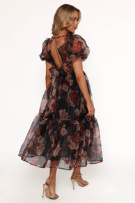 Petal and Pup USA DRESSES Elspeth Midi Dress - Black Floral