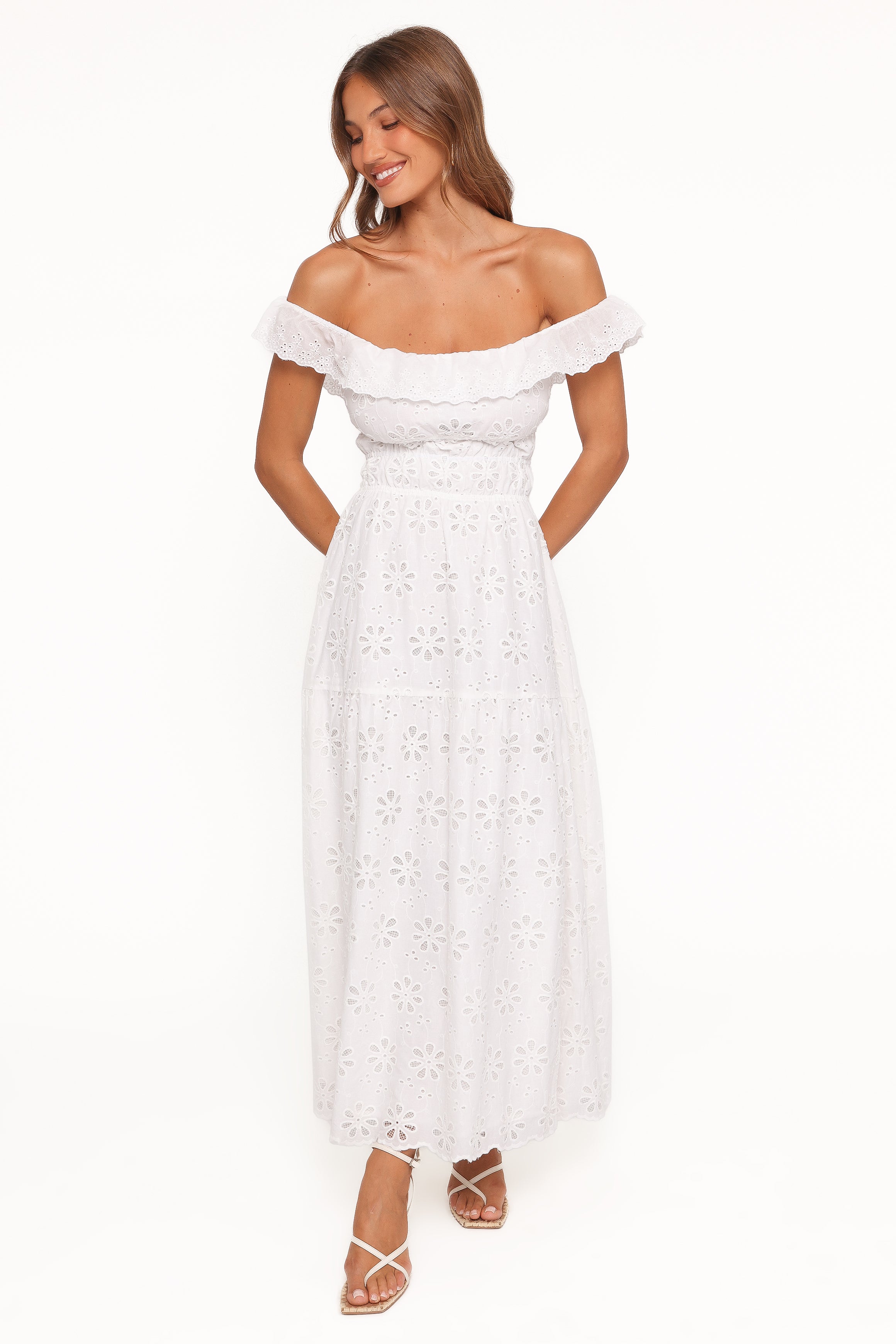 Petal and Pup USA DRESSES Elwyn Maxi Dress - White Broderie
