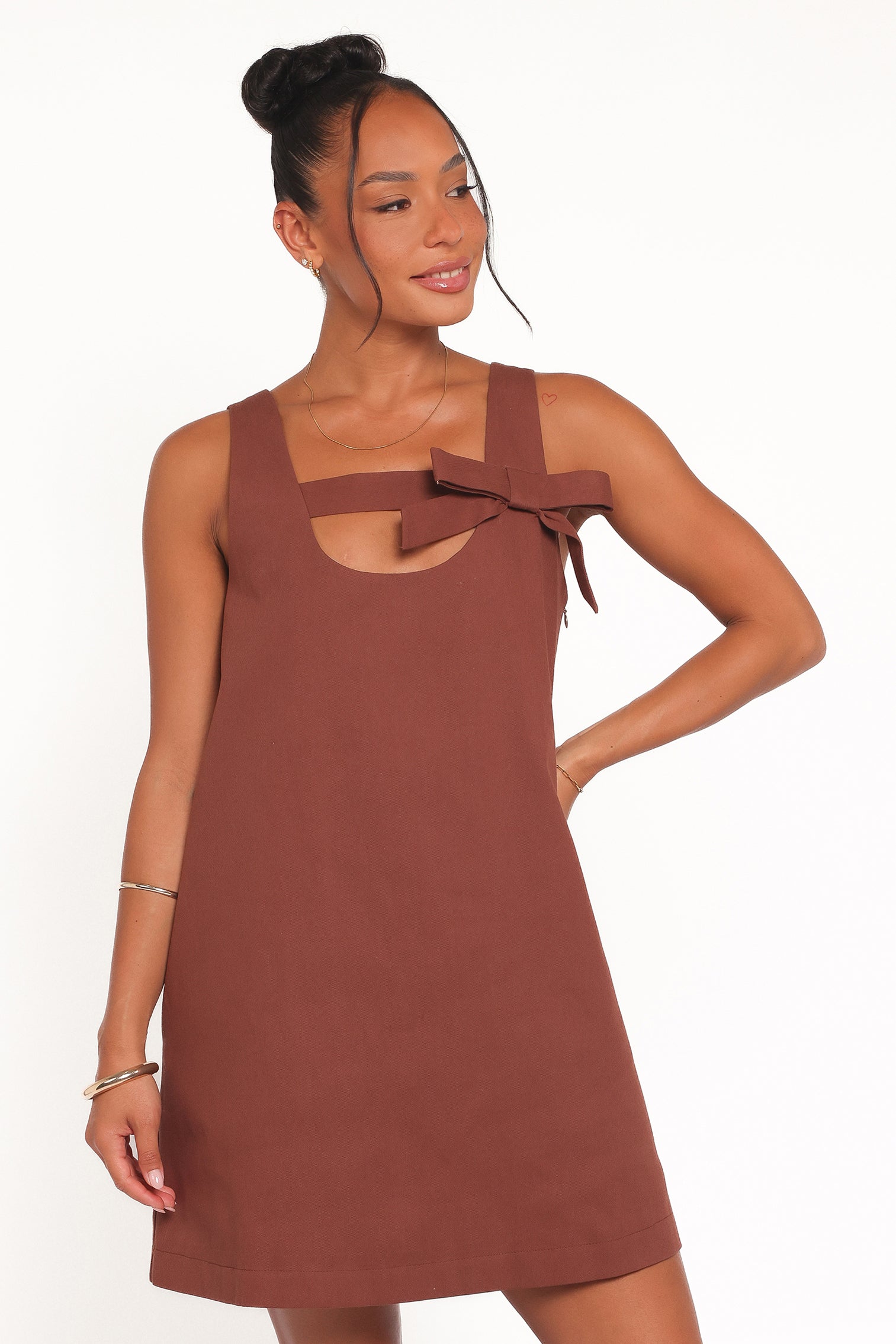 Petal and Pup USA DRESSES Elyria Mini Dress - Brown