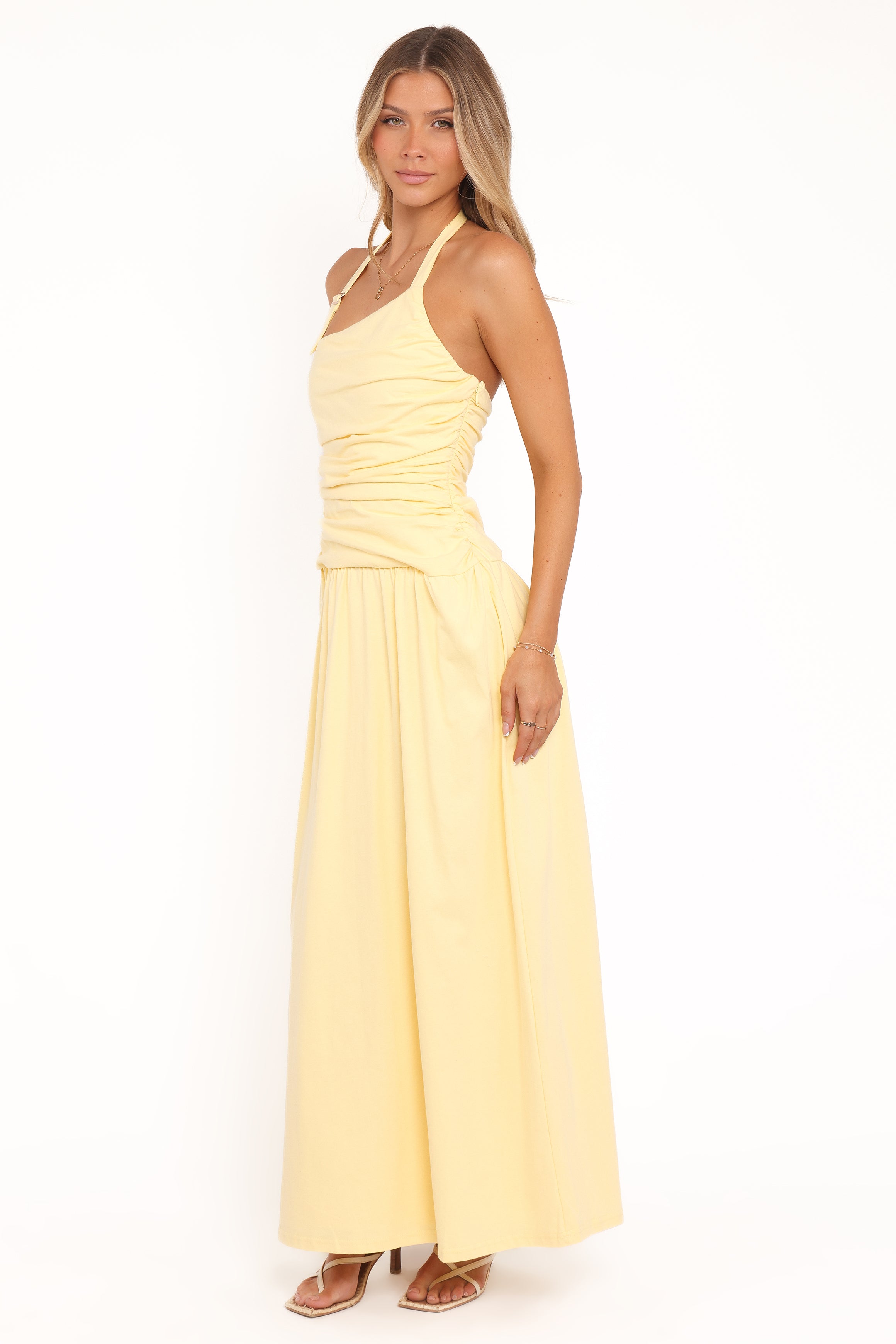 Emalia Halter Maxi Dress - Pale Yellow | Petal & Pup USA Emalia Halter Maxi Dress - Pale Yellow | Petal & Pup USA