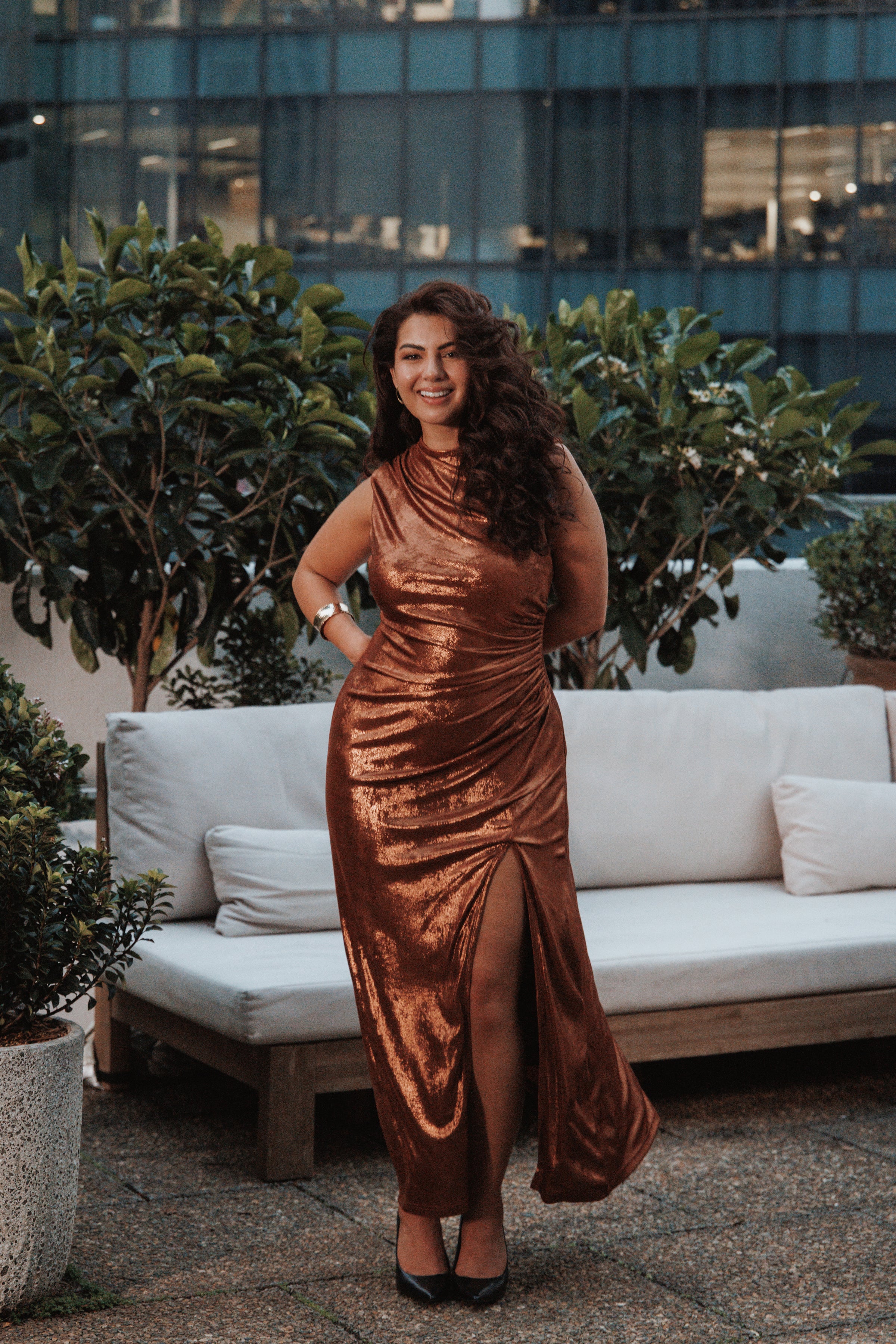 Petal and Pup USA DRESSES Emerie Sleeveless Metallic Maxi - Bronze