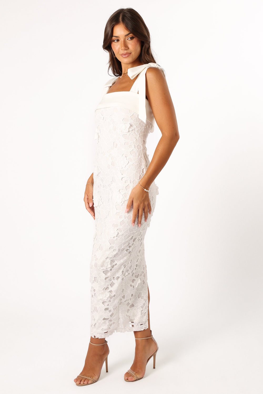 Petal and Pup USA DRESSES Emersyn Midi Lace Dress - White