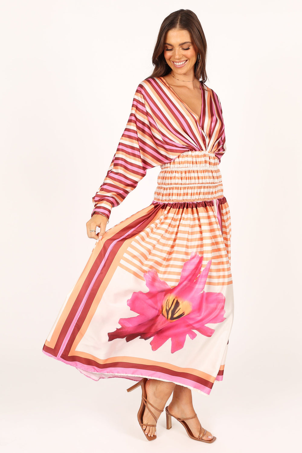 Petal and Pup USA DRESSES Emilia Long Sleeve Maxi Dress - Pink Stripe
