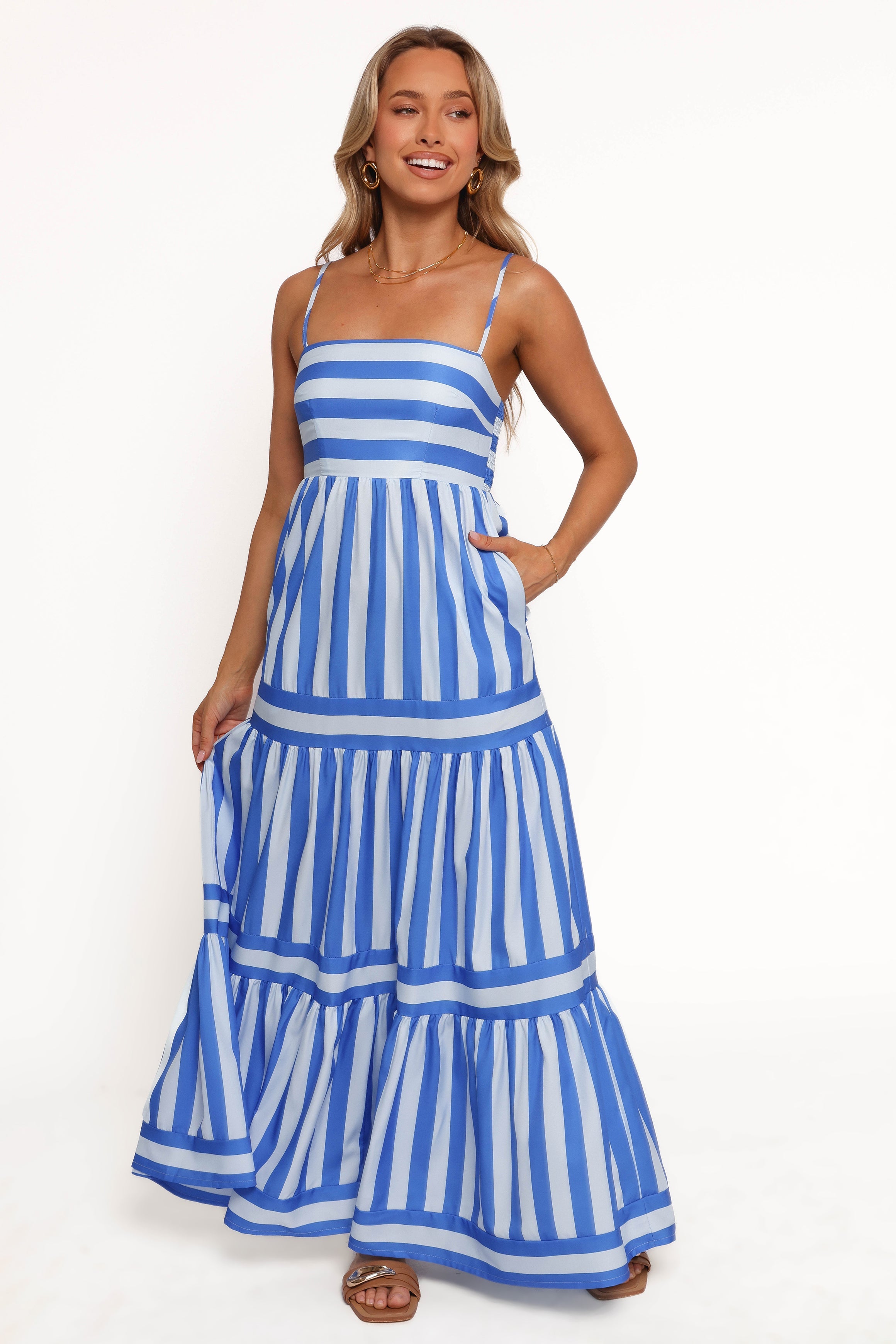 Petal and Pup USA DRESSES Emry Maxi Dress - Blue Stripe