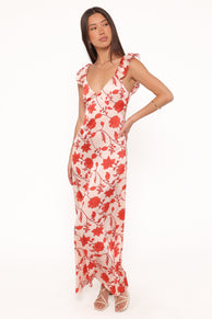 Petal and Pup USA DRESSES Enala Maxi Dress - Red Floral
