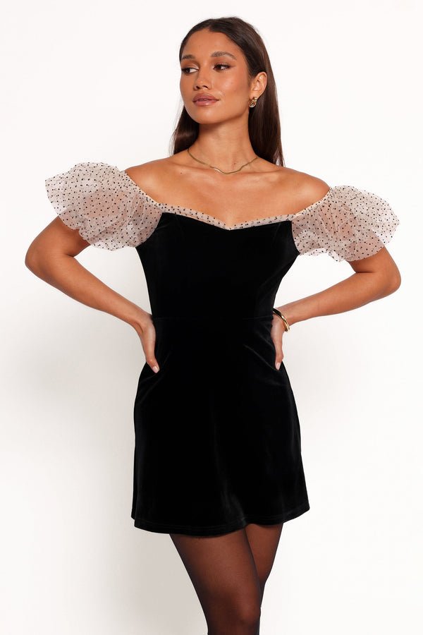 Petal and Pup USA DRESSES Ennette Velvet Mini Dress - Black (Hold for Rack)