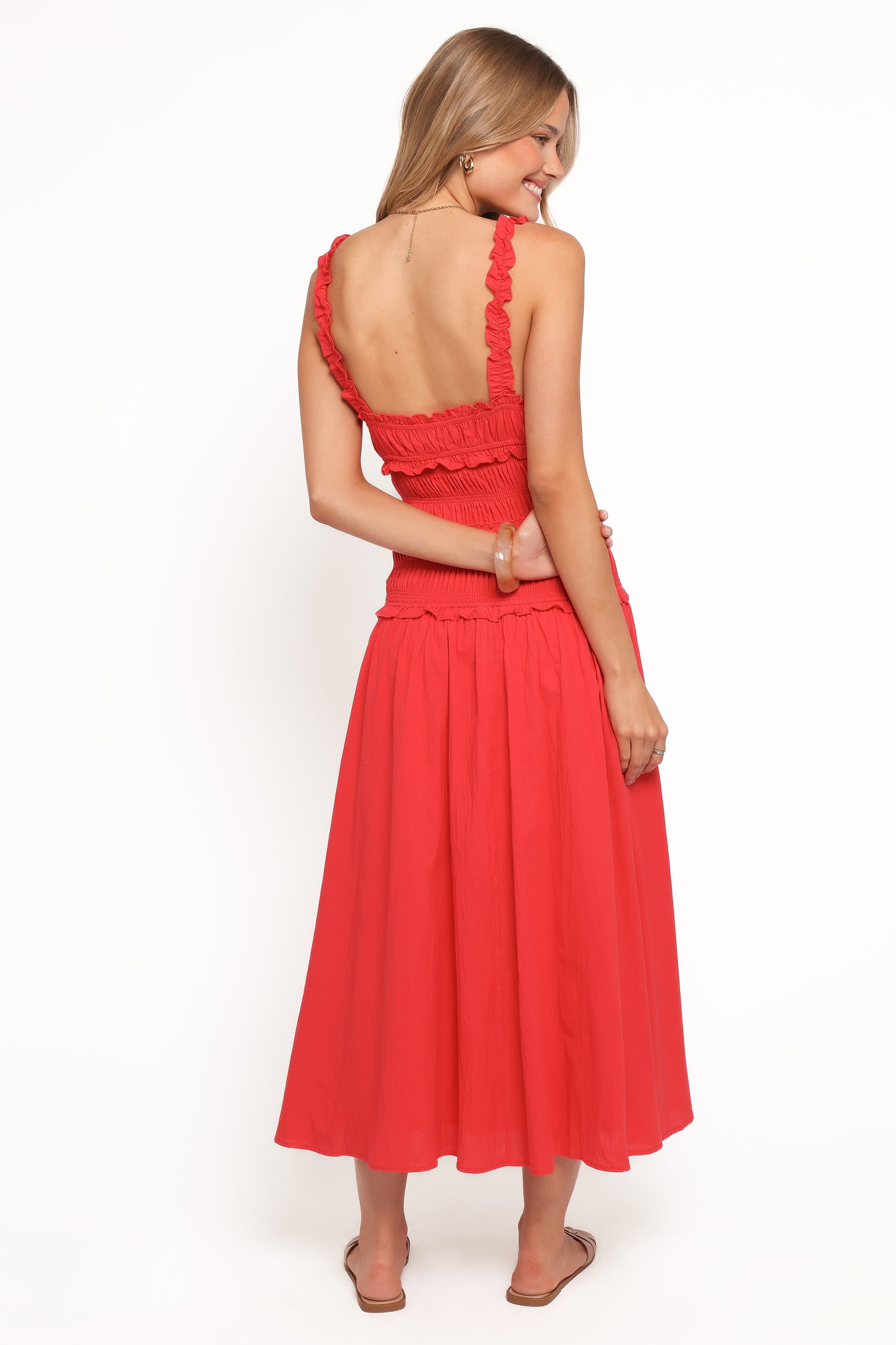 Petal and Pup USA DRESSES Enola Gather Midi Dress - Red