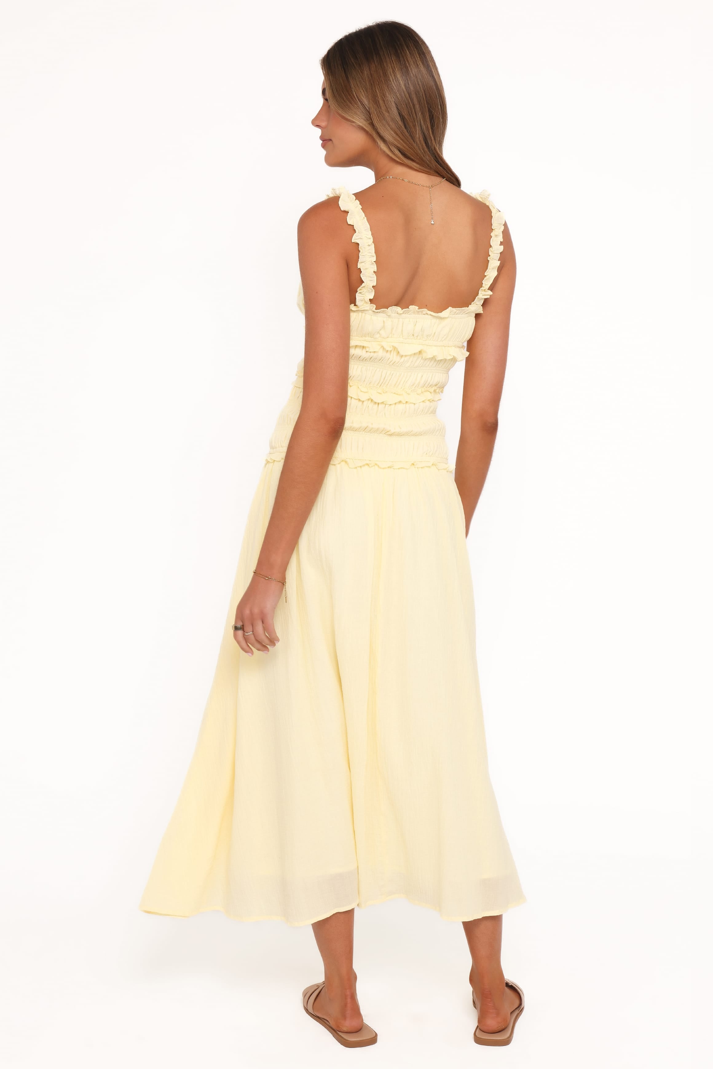 Enola Gather Midi Dress - Yellow | Petal & Pup USA